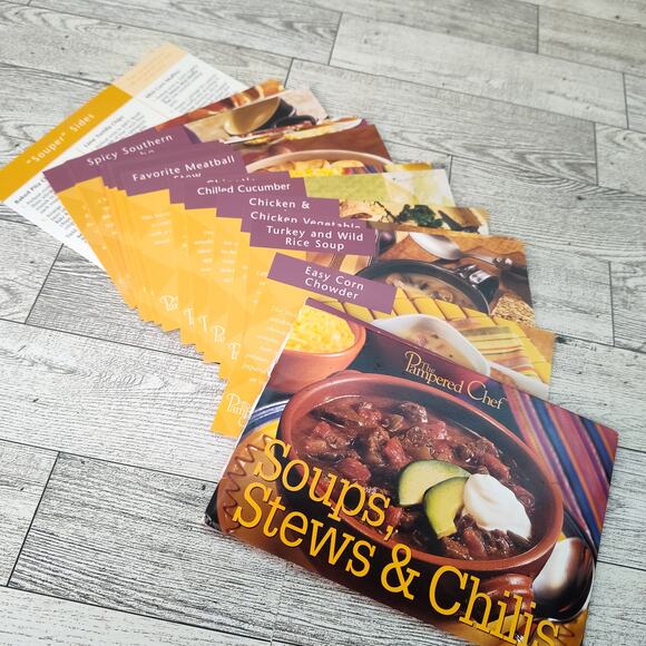 Pampered Chef SOUPS STEWS & CHILI Recipe Cards Set 2004 Y2K - Picture 2 of 4